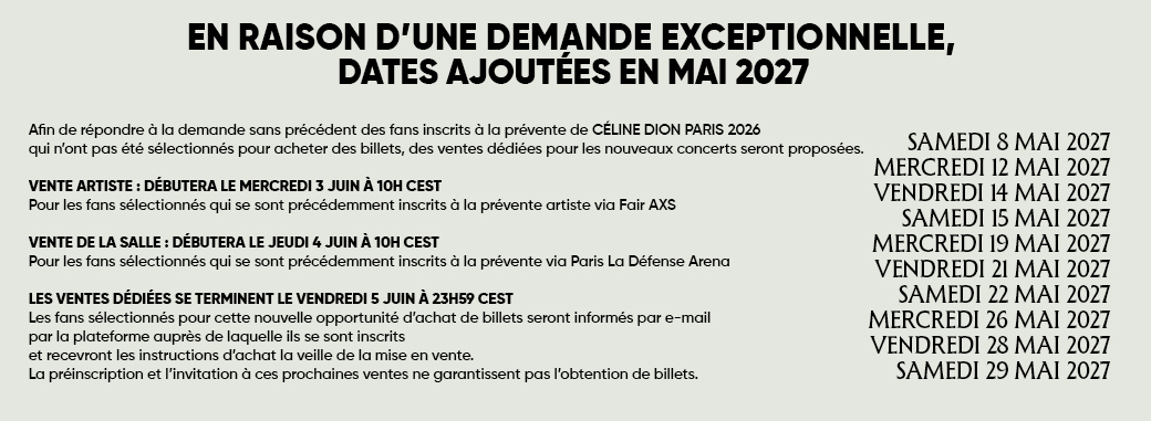 Celine dion 2027 - texte explicatif - artiste